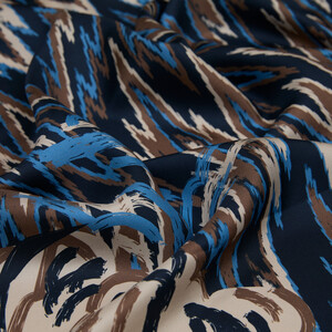 ipekevi - Navy Indigo Retro Zigzag Twill Silk Scarf (1)