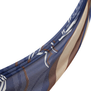 Navy Karma Print Wool Silk Scarf - Thumbnail