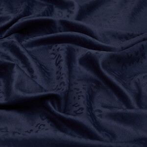 Navy Leopard Jacquard Silk Scarf - Thumbnail