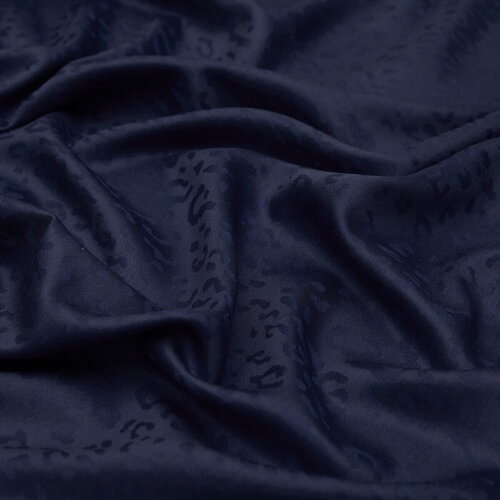 Navy Leopard Jacquard Silk Scarf