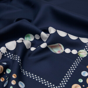 ipekevi - Navy Pearl Paradise Twill Silk Scarf (1)