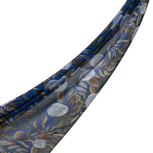 Navy Pergola Rose Cotton Scarf - Thumbnail