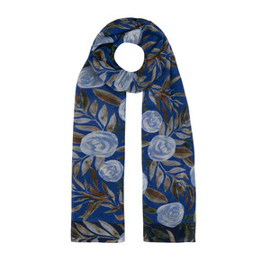 Navy Pergola Rose Cotton Scarf - Thumbnail