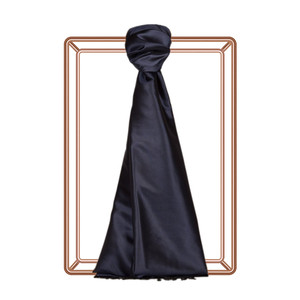 Navy Shantung Silk Scarf - Thumbnail