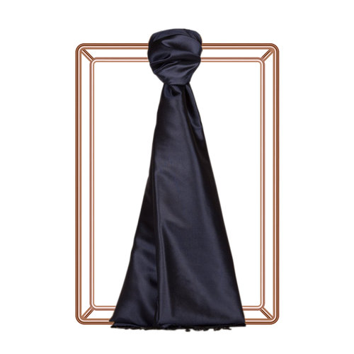 Navy Shantung Silk Scarf