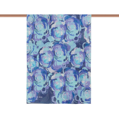 Navy Soulful Blooms Twill Silk Scarf