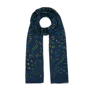 Navy Terrazzo Speckle Cotton Scarf - Thumbnail