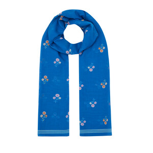 Navy Vintage Wall Cotton Scarf - Thumbnail