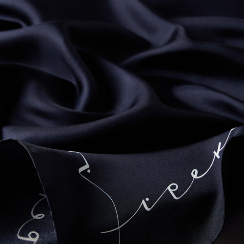 Navy White Signature Silk Twill Scarf