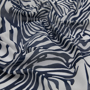 Navy Zebra Print Cotton Scarf - Thumbnail