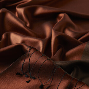 New Copper Reversible Silk Scarf - Thumbnail