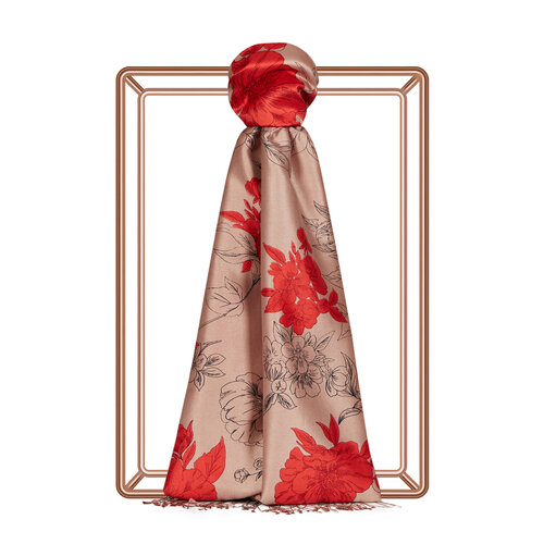 Nude Azalea Print Silk Scarf