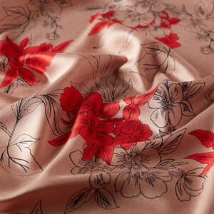 Nude Azalea Print Silk Scarf - Thumbnail