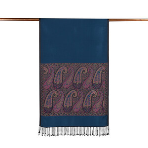 Ocean Blue Jacquard Hand Woven Prime Silk Scarf - Thumbnail