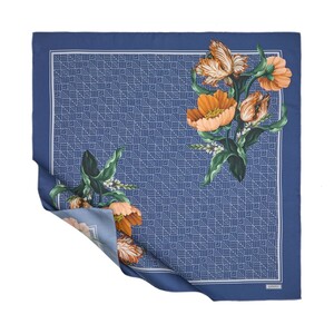 Ocean Blue Paravane Twill Silk Scarf - Thumbnail