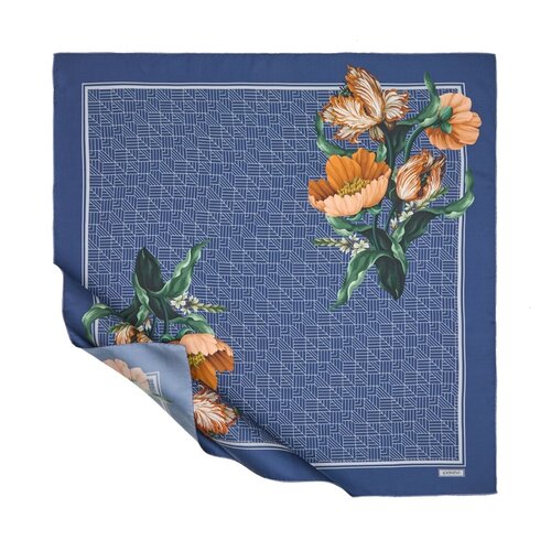 Ocean Blue Paravane Twill Silk Scarf