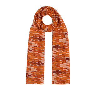 Orange Abstract Chain Cotton Scarf - Thumbnail