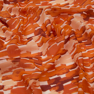 Orange Abstract Chain Cotton Scarf - Thumbnail