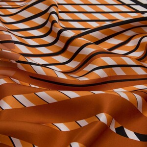 ipekevi - Orange Black Modern Twill Silk Scarf (1)