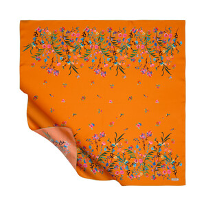 Orange Day Dream Twill Silk Scarf - Thumbnail