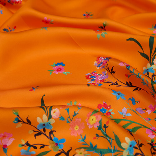 Orange Day Dream Twill Silk Scarf