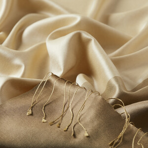 Ottoman Beige Reversible Silk Scarf - Thumbnail