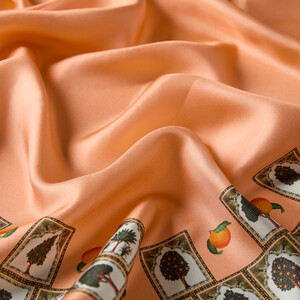 Peach Alhambra Twill Silk Scarf - Thumbnail