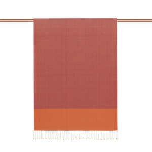 Peach Copper Reversible Silk Scarf - Thumbnail