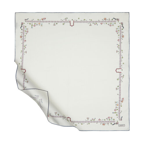 Pearl White Pretty Garden Twill Silk Scarf