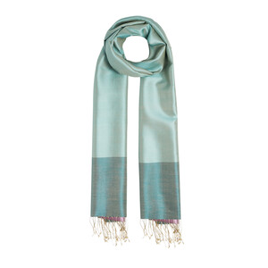 Petrol Powder Reversible Silk Scarf - Thumbnail