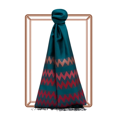 Petrol Zigzag Silk Scarf