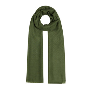 ipekevi - Pine Green Diamond Wool Silk Scarf (1)