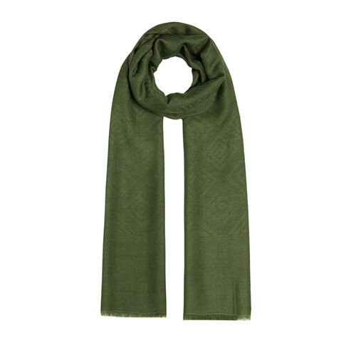 Pine Green Diamond Wool Silk Scarf