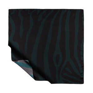 Pine Green Macro Zebra Print Silk Twill Scarf - Thumbnail