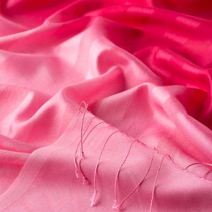 Pink Pomegranate Mono Striped Gradient Silk Scarf - Thumbnail