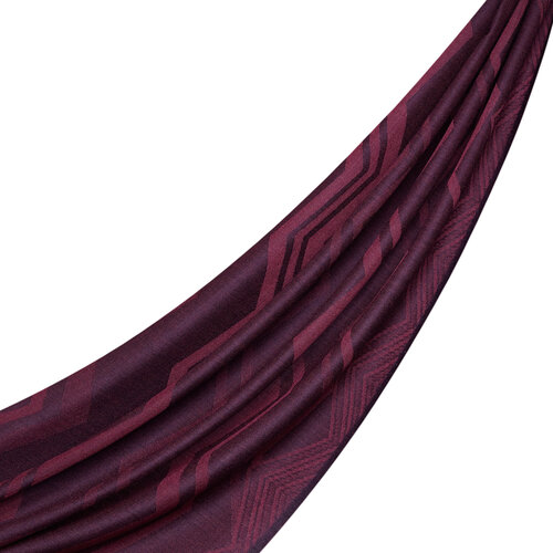 Plum Ethnic Zigzag Wool Silk Scarf