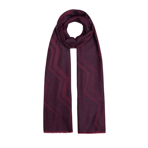 Plum Ethnic Zigzag Wool Silk Scarf