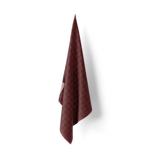 Plum Houndstooth Silk Twill Scarf