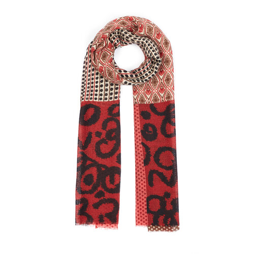 Polka Dream Print Wool Silk Scarf Model 02