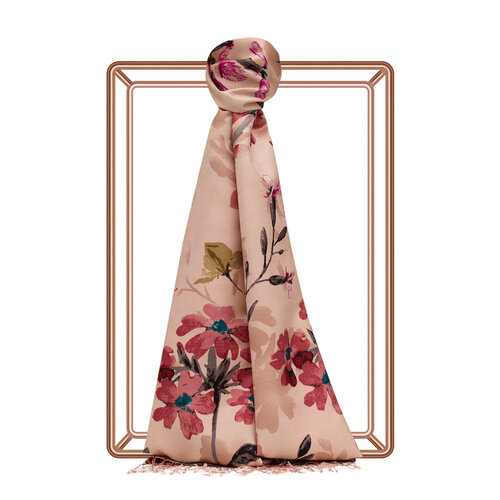 Powder Clover Garden Print Silk Scarf