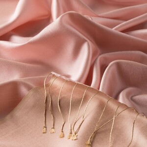 Powder Pink Reversible Silk Neck Scarf - Thumbnail