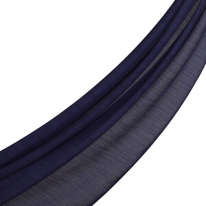 Purple Blue Plain Cotton Silk Scarf - Thumbnail