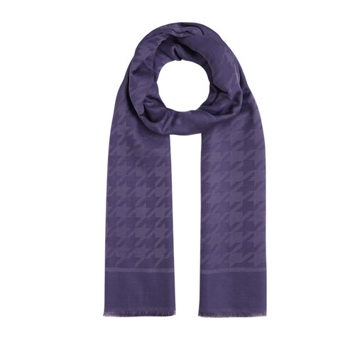 Purple Houndstooth Cotton Silk Scarf 