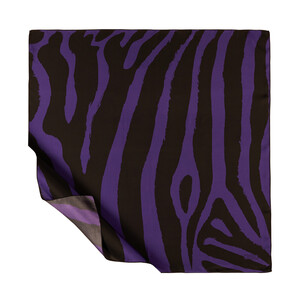 Purple Macro Zebra Print Silk Twill Scarf - Thumbnail