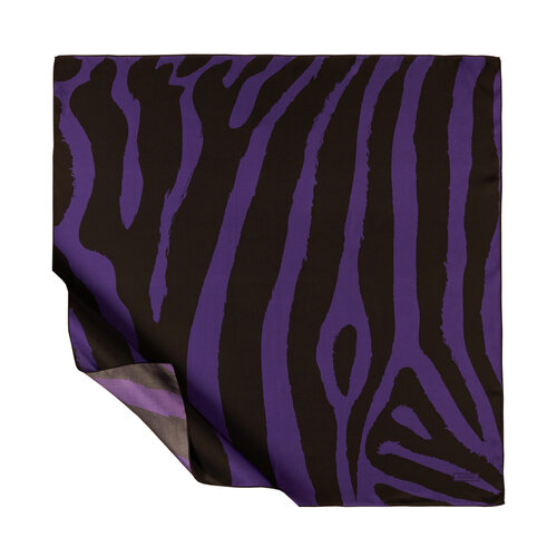 Purple Macro Zebra Print Silk Twill Scarf