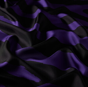 Purple Macro Zebra Print Silk Twill Scarf - Thumbnail