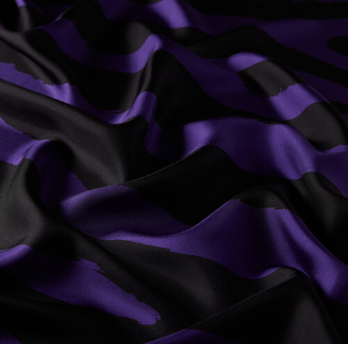 Purple Macro Zebra Print Silk Twill Scarf