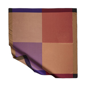 Purple Milky Brown Block Frame Silk Scarf - Thumbnail