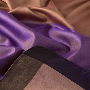 Purple Milky Brown Block Frame Silk Scarf - Thumbnail