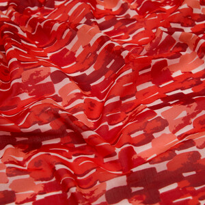 Red Abstract Chain Cotton Scarf - Thumbnail